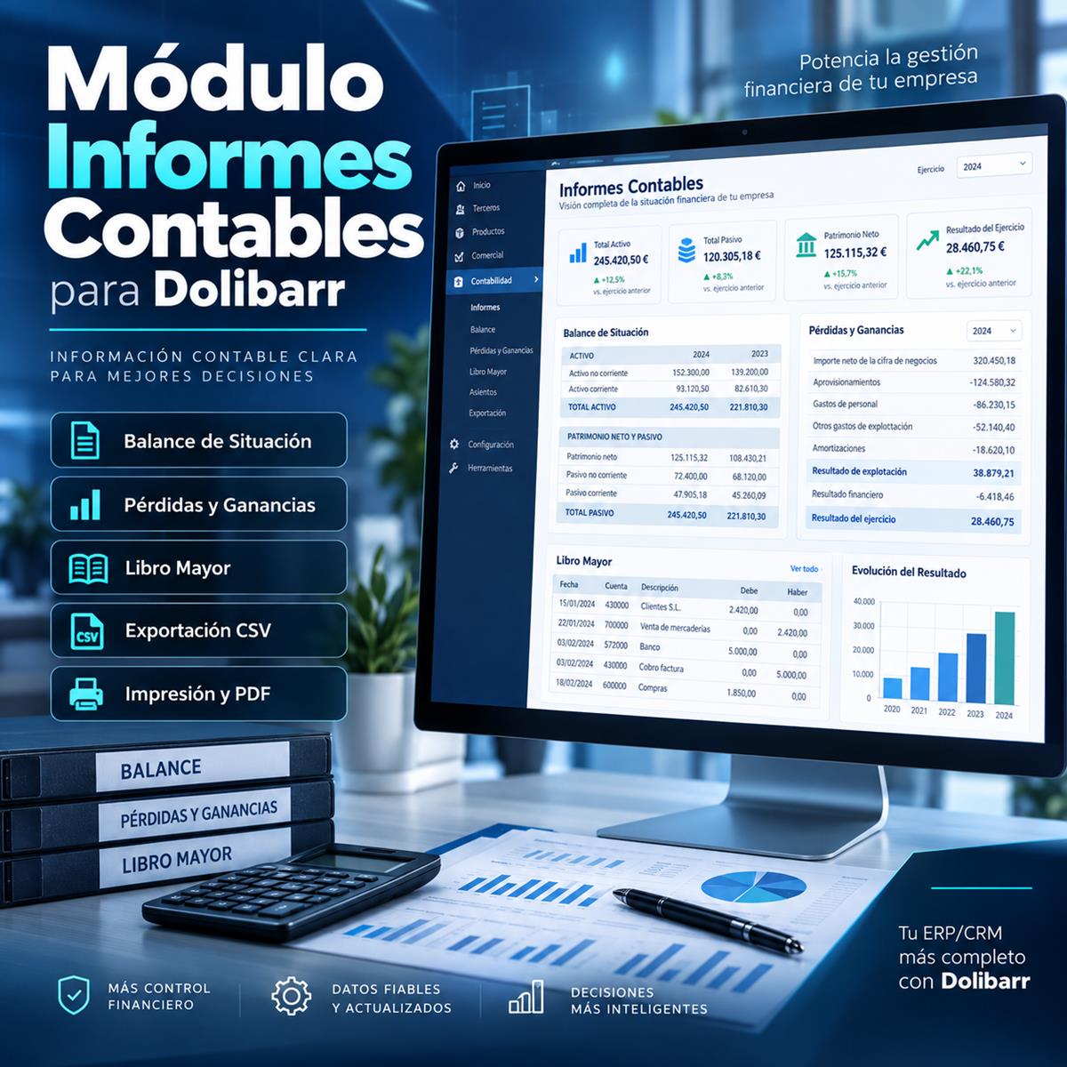 Módulo Informes Contables para Dolibarr: Balance, Pérdidas y Ganancias y Libro Mayor