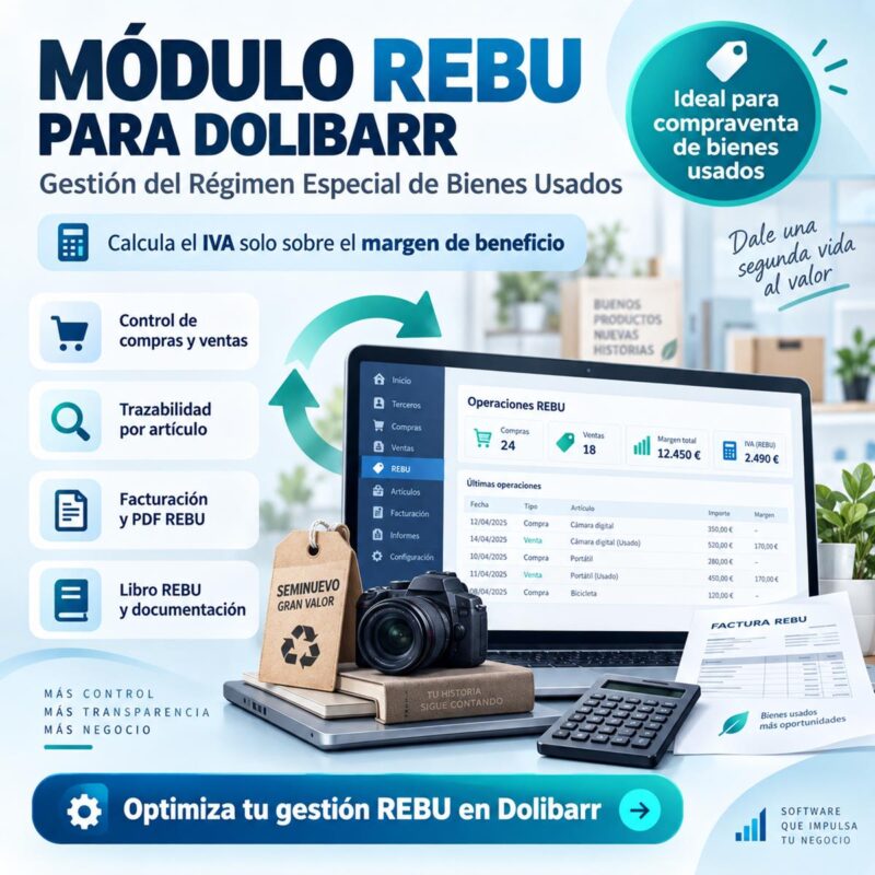 Módulo REBU para Dolibarr | IVA sobre el margen en bienes usados