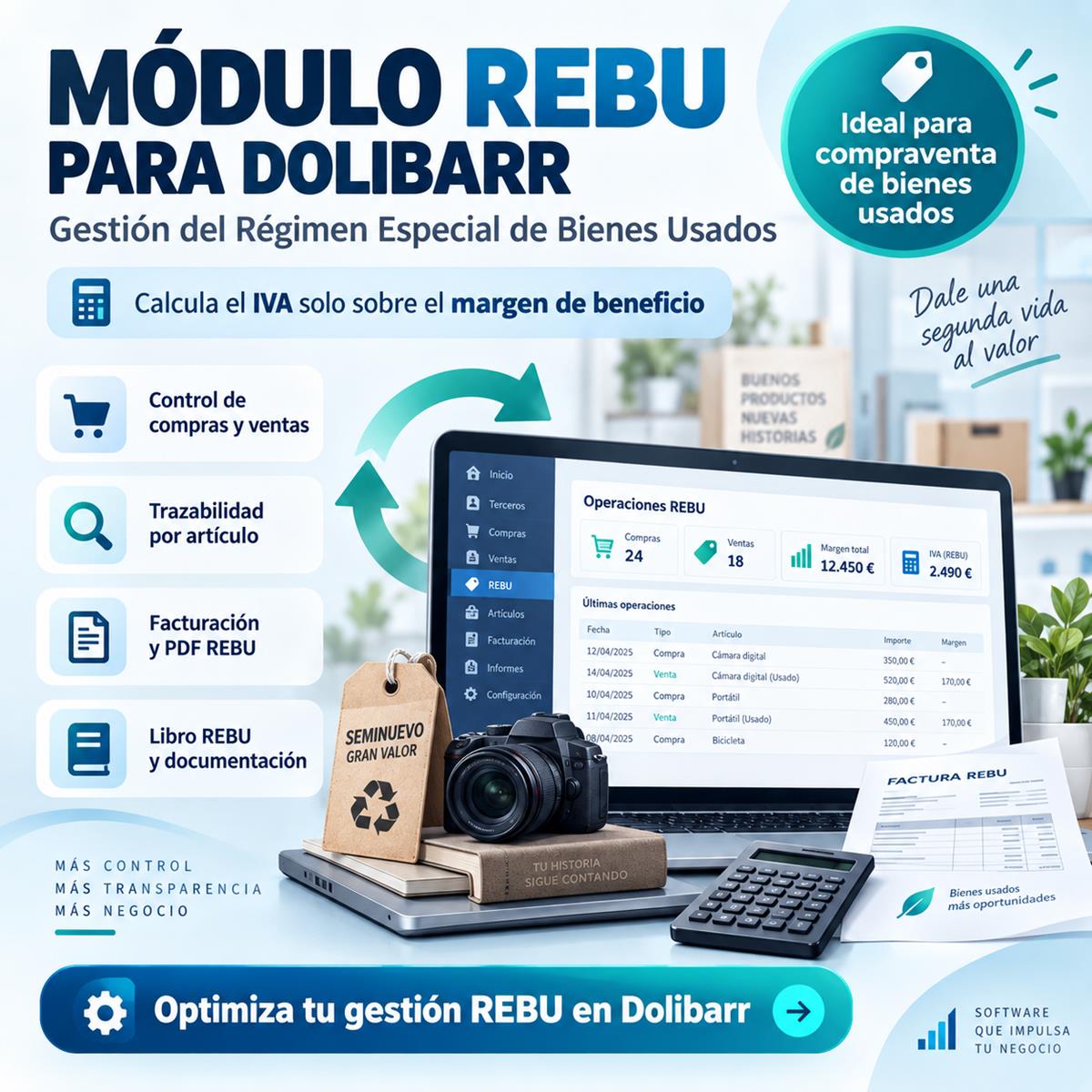 Módulo REBU para Dolibarr | IVA sobre el margen en bienes usados
